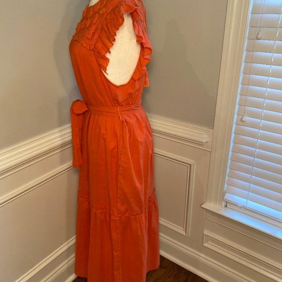 St. Roche Kite Dress in Burnt Orange Size 6 - Picture 3 of 13